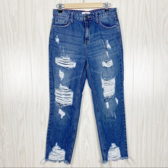 Cello Denim - Cello | High Rise Distressed Straight Leg Jean Size 9